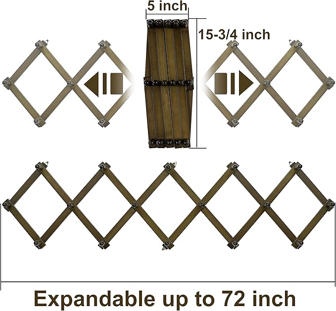 WEBI Accordion Wall Hanger,Accordion Hat Rack for Wall,Expandable Wooden Coat Rack Wall Mounted,Accordion Hook Rack for Hats,