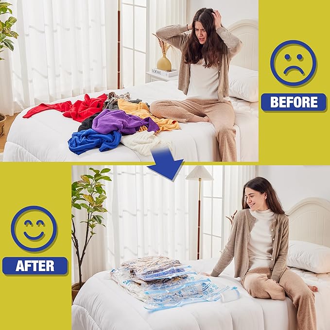 HIBAG Travel Vacuum Bags with Electric Pump for Luggage and Suitcase, Vacuum Seal Compression Packing Bags for Clothes Clothi