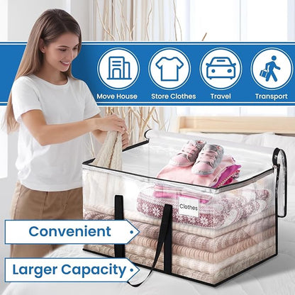 RoomHacks Clear Heavy Duty Extra Large Moving Bags, Reinforced Handle and Double Zipper, Storage Bags Alternative to Moving B