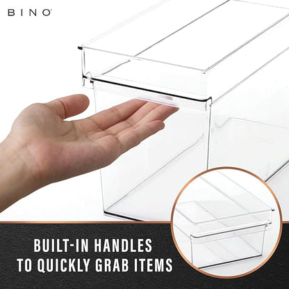 BINO | Plastic Storage Bins, Large - Deep | THE HANDLER COLLECTION | Multipurpose Organizer Bins | Kitchen Pantry Organizers 