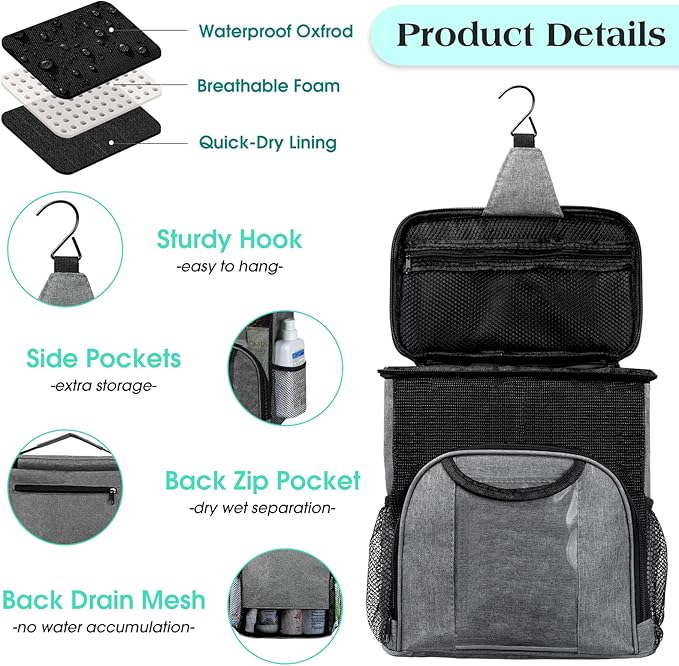 Attmu Mesh Shower Caddy Portable Dorm Tote Bag, Quick Dry Hanging Toiletry Bag, Large Capacity Shower Bag for College Dorm Ro