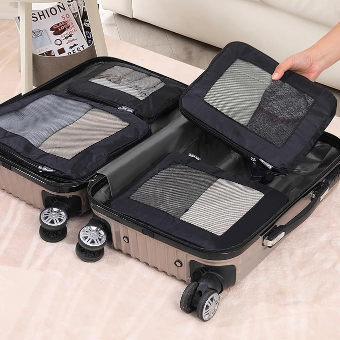 Ultralight Compression Packing Cubes Travel for Suitcases ，Compressible Mesh Packing Cubes for Travel Women Packing Organizer