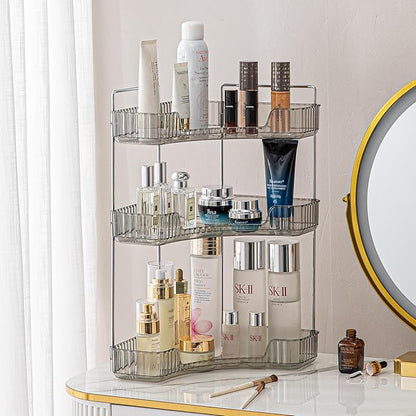 shuang qing 3-Tier Corner Bathroom Counter Organizer – Classic Storage Shelf for Makeup, Perfume & Toiletries, Space-Saving C