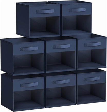 DIMJ Storage Cubes, Cube Storage Bin, 8 Pack Foldable Baskets with Window, Closet Storage Bins with Handle, 11x 11 inch Stora