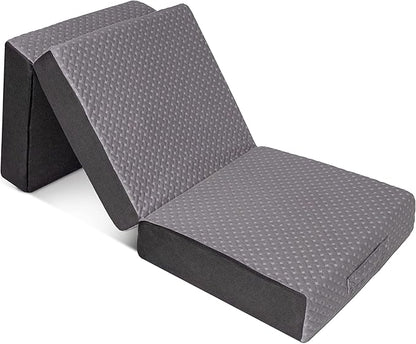 Milliard Trifold Mattress, Single Size, 6 inch, Portable Foldable Mattress with Memory Foam & Washable Cover, Tri-Folding Flo