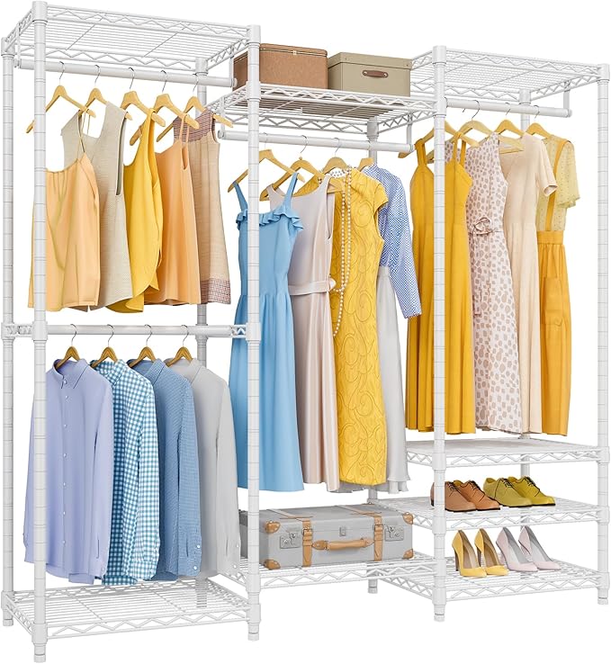 VIPEK V5 Medium Portable Closet Wardrobe Heavy Duty Clothes Rack, Freestanding Closet Metal Clothing Rack with 4 Hang Rods & 