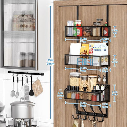 Kaiferty Over The Door Hooks Organizer, Coat Rack Over The Door Storage Hanger Towel Rack, Back of Door Storage Organizer for
