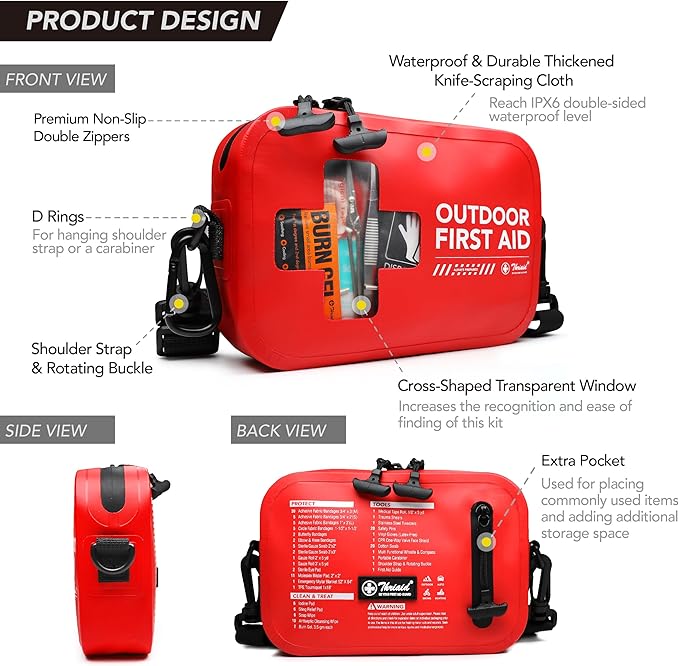 152 PCS Waterproof First Aid Kit, Portable Small Boat Dry Bag Bug Out Bags, Emergency Medical Kit Ideal for Boating, Camping,