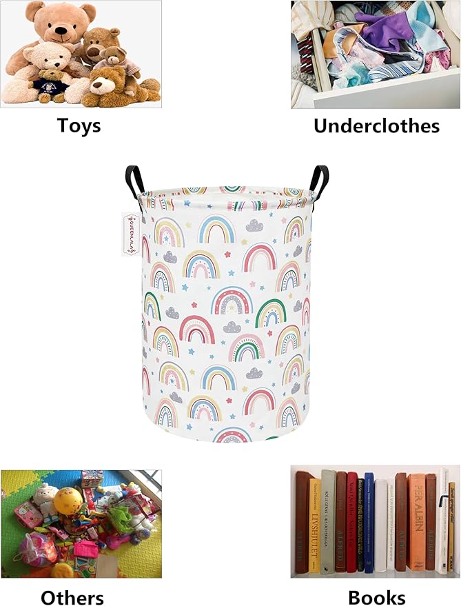 QUEENLALA Large Storage Basket,Laundry Hamper/Bathroom/Home Decor/Collapsible Round Storage Bin,Boys and Girls Hamper/Boxes/C