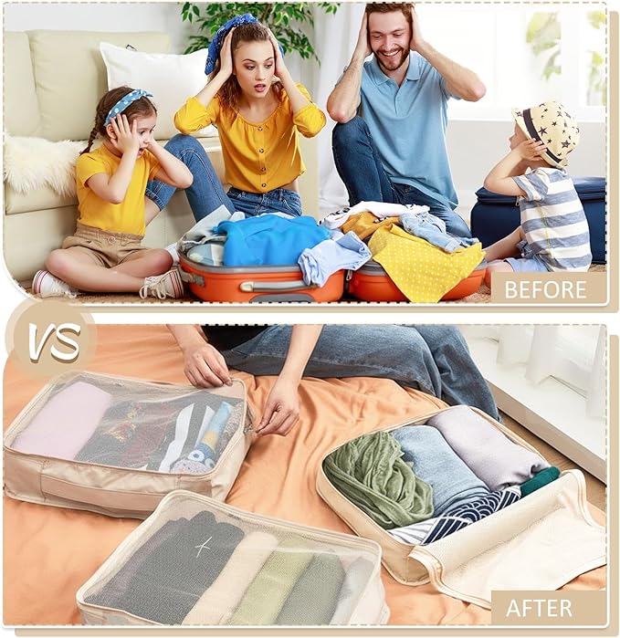 Silkfly 8 Pcs XL Packing Cube for Travel Luggage Organizer Suitcase High Capacity Large Packing Bag Bulk Reusable Mesh Travel