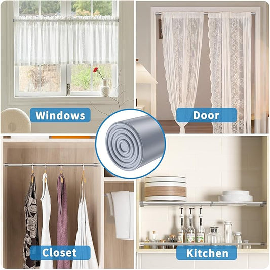 AIZESI 2 Pack Tension Rods for Windows 26.5 to 36 inch, Adjustable Pressure Spring Curtain Rods No Drilling, Curtain Rods for