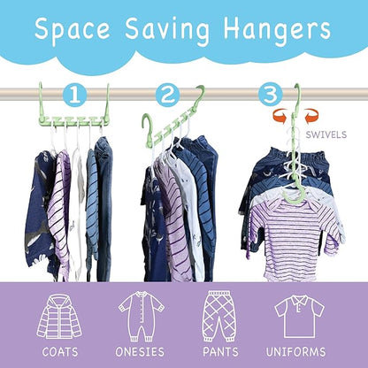 Wonder Hanger Max 10-Pack Space Saving Hangers, Reinforced Hooks Swivels 360°, Cascading Hanger, Teens, College Dorms, Kids &