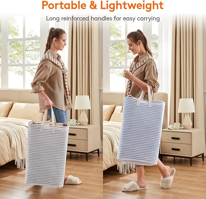 Lifewit 2 Pack Laundry Basket 80L Each, Collapsible Clothes Hamper with Reinforced Handles, Freestanding Waterproof Design fo