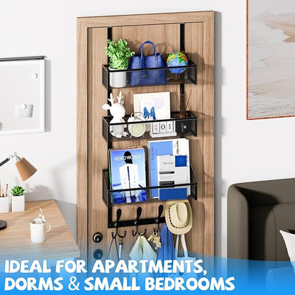 Kaiferty Over The Door Hooks Organizer, Coat Rack Over The Door Storage Hanger Towel Rack, Back of Door Storage Organizer for