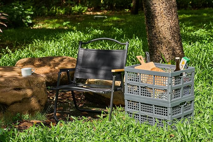 Aebeky 3-Pack Plastic Collapsible Storage Crates-30L,Foldable Plastic Crates for Storage (Gray)