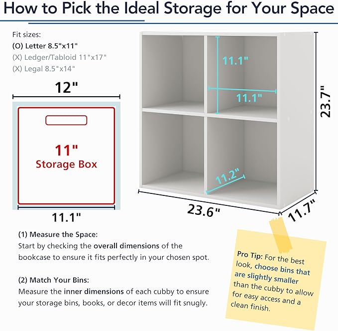 Homes: Inside + Out Apexa 3-Tier Cube Storage Organizer Shelves, Stackable Wood Bookcase Fits Cubby Bins for Organization, Do