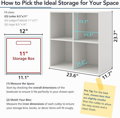 Homes: Inside + Out Apexa 3-Tier Cube Storage Organizer Shelves, Stackable Wood Bookcase Fits Cubby Bins for Organization, Do