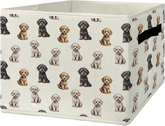 Cavapoo Gifts Storage Bins & Boxes with Handles, Dog Foldable Basket for Organizing Dog Lovers Owners, Cavapoo Christmas Coll
