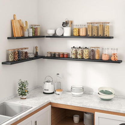 Heimlove 36 Inch Floating Shelves for Wall,Mounted Storage & Display Wood Shelves with Invisible Brackets,Hanging Shelf for B