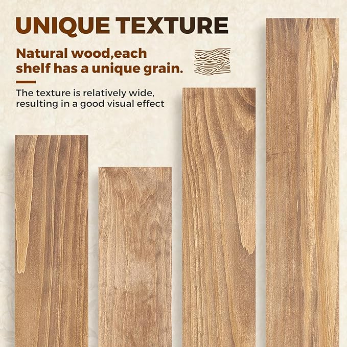 Floating Wall Shelf 36x6.8x1.7 Inch – Solid Wood Shelf in Dark Oak Finish – Heavy Duty Wall Mounted Rustic Display Shelf for 