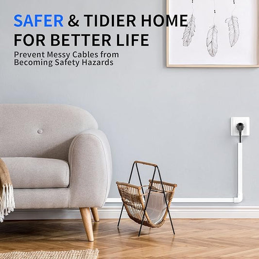 Delamu Cord Cover, 142in Wire Covers for Cords on Wall, Small Cord Cable Hider for 1 Wire, Ease Installation Cords Hider for Wall Mount TV, Paintable Cable Cover Raceway, L15.7 W0.59 H0.4in, White