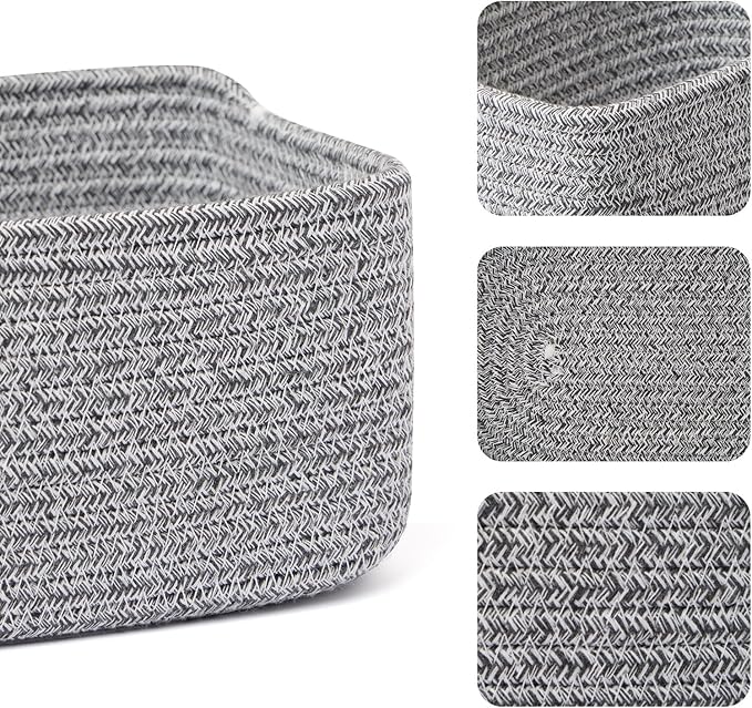 MiniArk Small Storage Baskets for Organizing | Closet Organizer Bins | Shelf Toy Basket | Woven Rope Baskets | Cube Decorativ