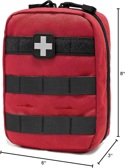 Carlebben EMT Pouch MOLLE Ifak Pouch Tactical MOLLE Medical First Aid Kit Utility Pouch (with Medical Supplies Red)