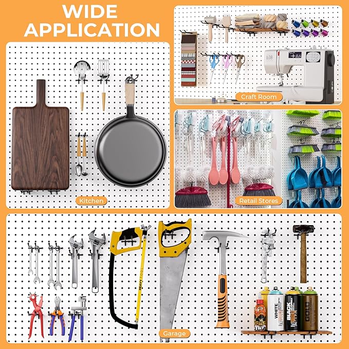 INCLY 4/6 Inch Black Pegboard Hooks, 36 Pack Heavy Duty Double Arm Peg Board Straight Hooks, Peg Board Tool Hangers Fit for 1