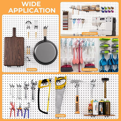 INCLY 4/6 Inch Black Pegboard Hooks, 36 Pack Heavy Duty Double Arm Peg Board Straight Hooks, Peg Board Tool Hangers Fit for 1