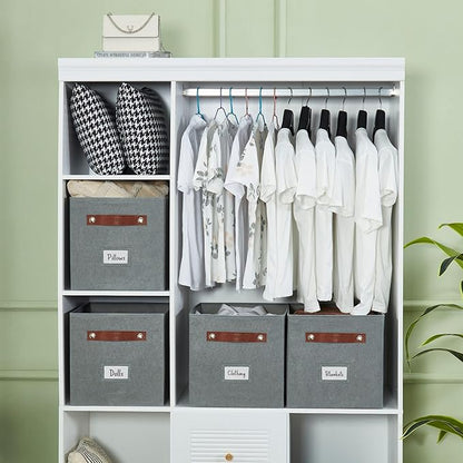 DECOMOMO Storage Bins, Cube Storage Bin with Labels, Fabric Storage Cubes for Shelves (11" / 6pcs, Texture Grey)