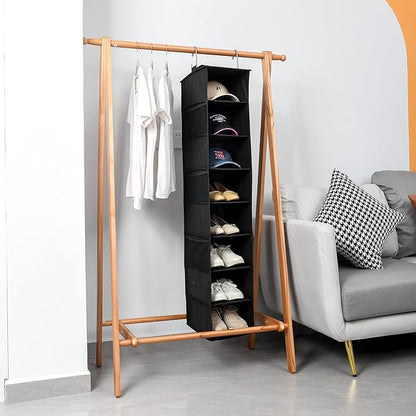 Berdeng Hanging Shoe Organizer for Closet with Side Mesh Pockets，Hat Racks for Baseball Caps，Shoe and Hat Holder & Storage，8-