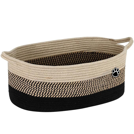 Optish Dog Toy Basket, Toy Box and Bin for Dog Cat Storage, 19.7" X 11" X 7.9" (30L) Large Woven Rope Basket for Blanket Stor