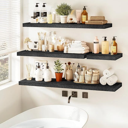 Vivelove Floating Shelves 16 Inch, Wall Shelves Over Toilet with Invisible Brackets for Bathroom Living Room Kitchen Bedroom 