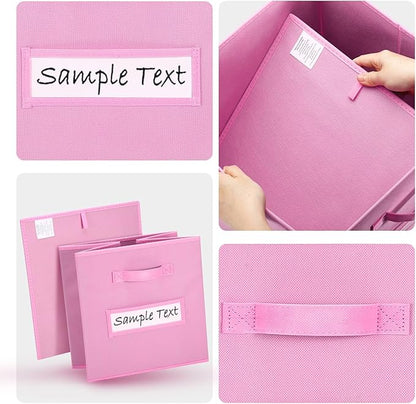 artsdi Fabric storage cubes (8 Pack) 13 Inch Cube Storage Bin, cube organizer bins with 8 Labels Window Cards & a Pen, Foldab