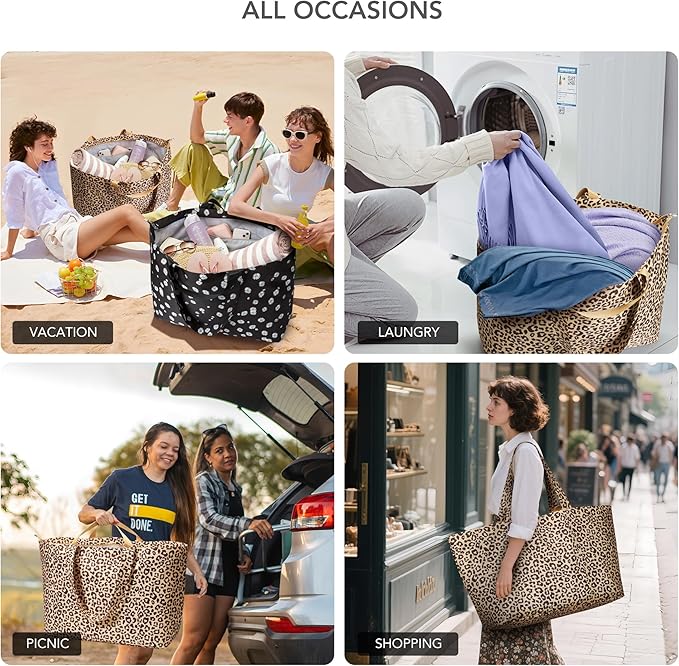 KALIDI 60L Extra Large Duffle Bag, Beach Tote Zipper Utility Oversized Weekender Carrier Travel Shopping Reusable Grocery Bag