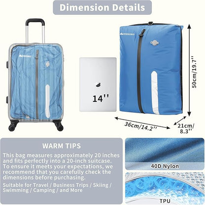 Vacuum Bag for Travel, Professional IPX8 Waterproof Reusable Vacuum Compression Bags for Travel Suitcases, Durable Space Save
