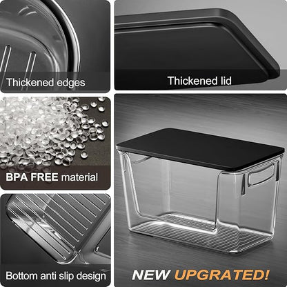 Pantry Organizers Storage, Under Sink Organizer Trash Bag Holder with Bamboo Lids Large Capacity Clear Storage Bins for Onion