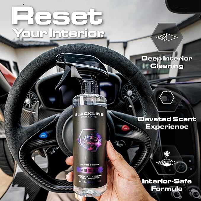 Blackline Luxury Scented Interior Cleaner Reset Deep Cleans & Deodorizes All Surfaces, pH-Neutral High-Foam Formula, Long-Las