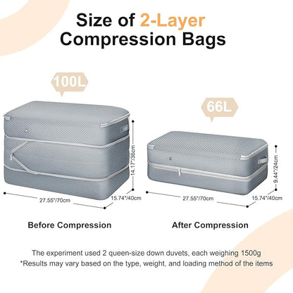 Comforter Storage Bag - Large Capacity Bedding Storage Bags Ultra Space Saving Self Compression Organizer, Washable Compressi