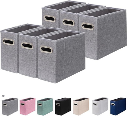 6 Packs Letter Size File Organizer, File Folders Organizer, Fabric Storage Box, Collapsible Paper Organizer with Metal Handle