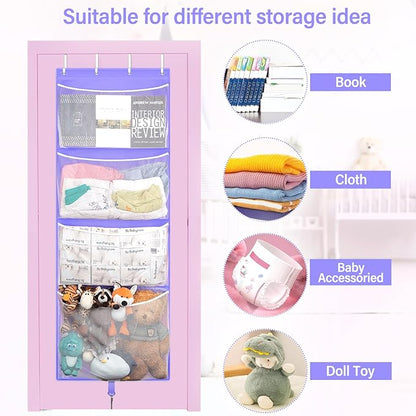 Woodoulogy Hanging Stuffed Animal Storage, Over Door Large Plush Toy Organizer with Metal Hook, Baby Accessory Holder Idea fo