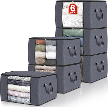 Fab totes Storage Bags,Clothes Blanket Storage Bins Foldable Closet Organizers with Reinforced Handle for Home Dorm Storage a