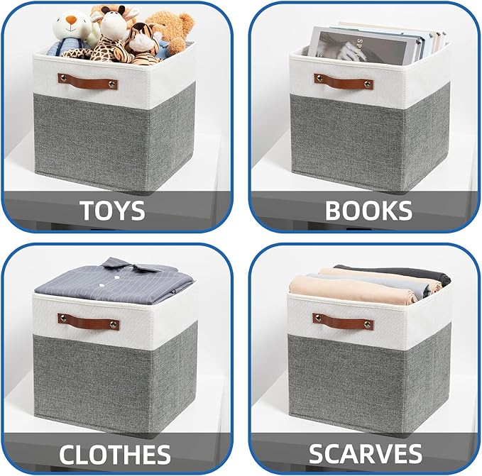 Temary Storage Cubes 12x12 Fabric Cube Storage Bins Foldable Storage Baskets with Handles, Decorative Storage Boxes for Organ