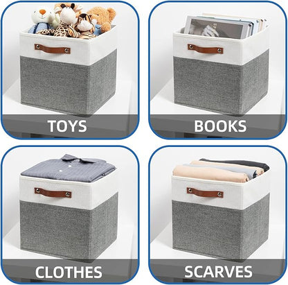 Temary Storage Cubes 12x12 Fabric Cube Storage Bins Foldable Storage Baskets with Handles, Decorative Storage Boxes for Organ