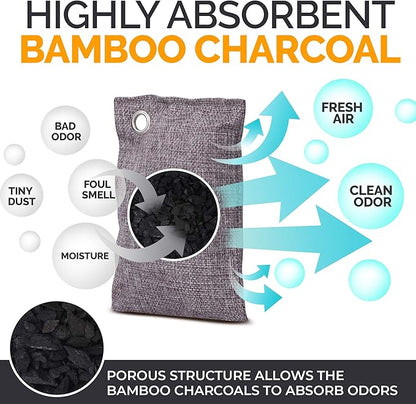 Activated Charcoal Odor Absorber for Strong Odors in Car, Closet, Shoe, Basement. 10 Activated Charcoal Bags Odor Absorbers f