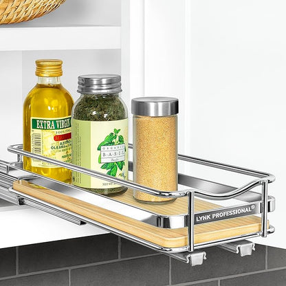 LYNK PROFESSIONAL® Élite™ Pull Out Spice Organization for Cabinets - 4-3/8 inch Wide – Spice Rack for Inside Cabinets – Wood/