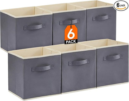 Lifewit Storage Cubes, Foldable Decorative Fabric Storage Baskets for Organizing Home Organizers with Handles for Shelves, Cl