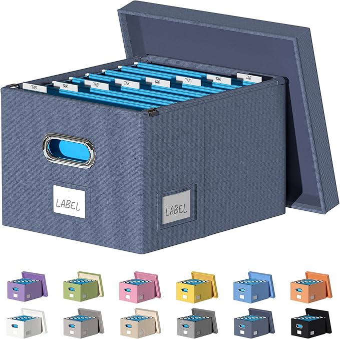 File Organizer Collapsible Storage Box for Office File Box with Lids Document Organizer for Office and Home Easy Slide Durabl