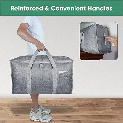 BALEINE 4-Pack Oversized Moving Bags with Reinforced Handles, Heavy-Duty Storage Tote for Clothes, Moving Supplies (Winter Gr