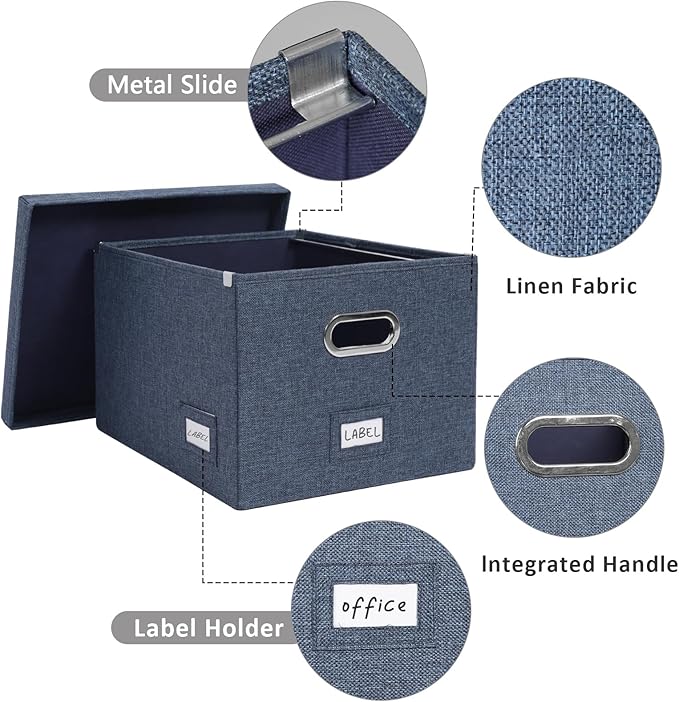 File Organizer Collapsible Storage Box for Office File Box with Lids Document Organizer for Office and Home Easy Slide Durabl